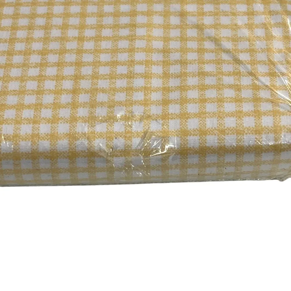 Vintage Wamsutta Supercale Plus Full Flat Sheet 200 Thread Count Yellow Gingham‎